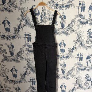 Madewell Black Denim Overalls Slim Fit Tapered Leg Adjustable Straps Size Small